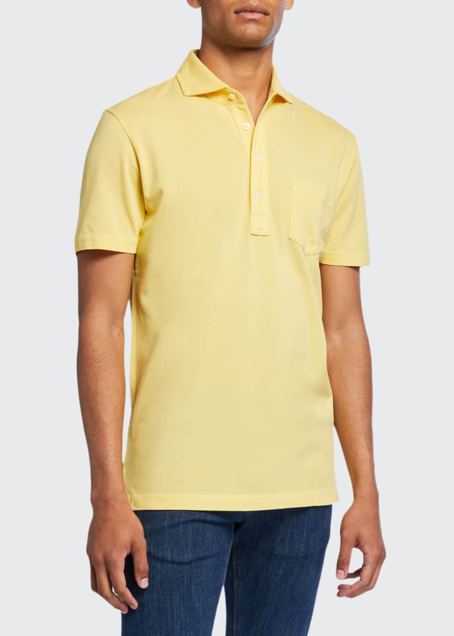 Ralph Lauren Purple Label Men s Jersey Pocket Polo Shirt Yellow Bergdorf Goodman