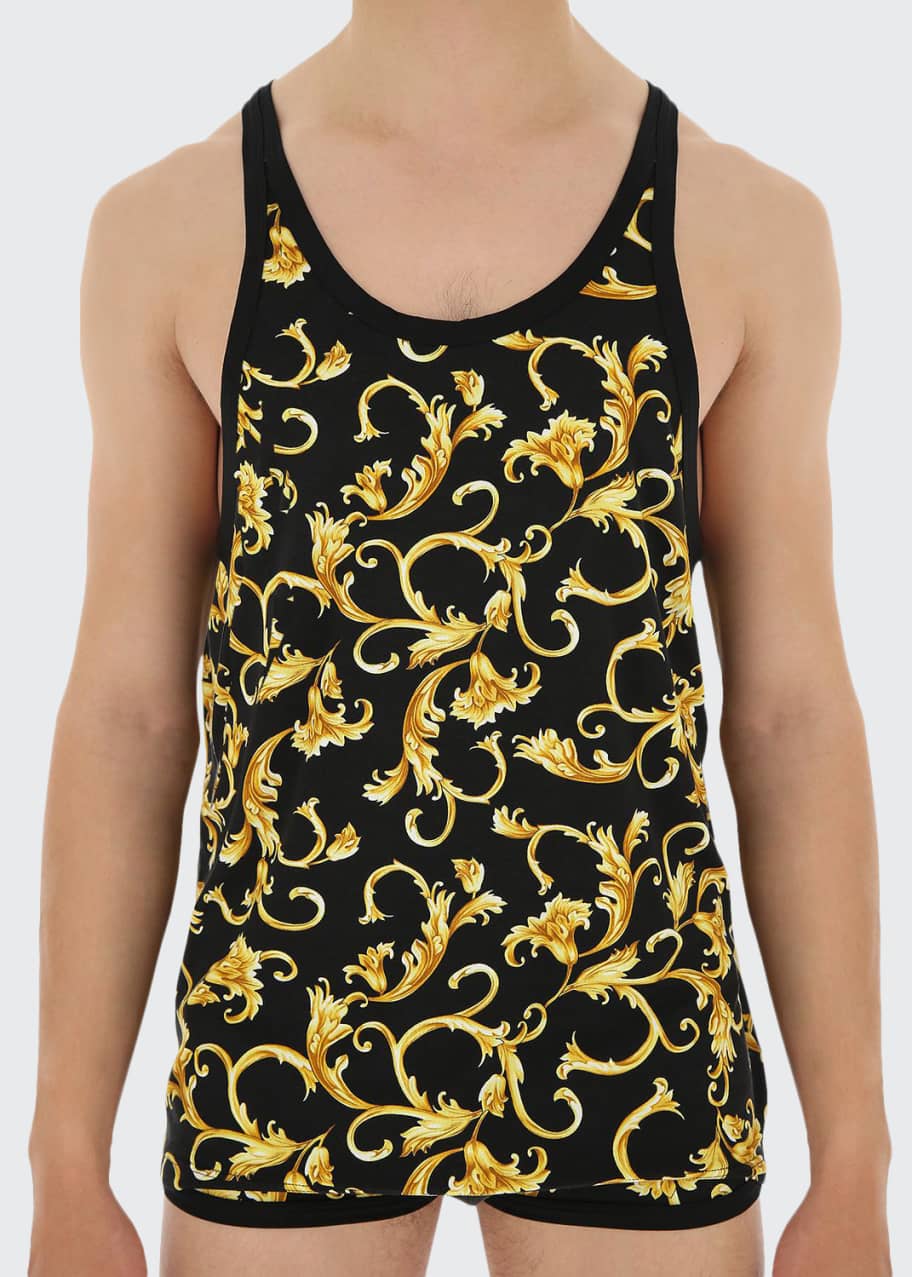 Versace Men s Graphic Baroque Pattern Gym Tank Top Bergdorf Goodman