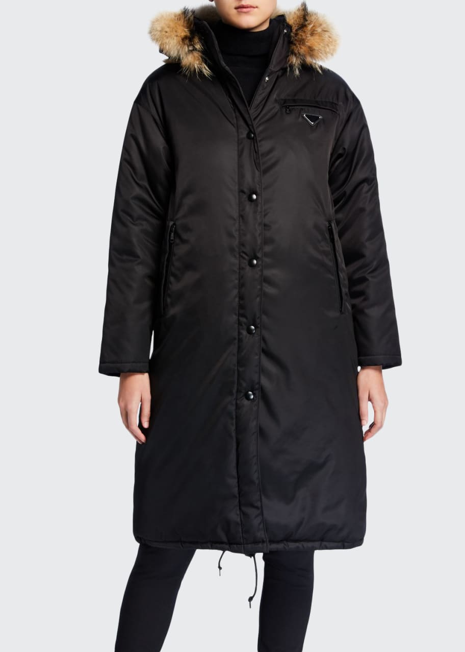 Image 1 of 1: Trapper-Hood Nylon Gabardine Puffer Coat