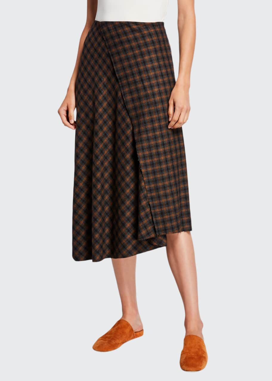Vince check plaid wool skirt clearance