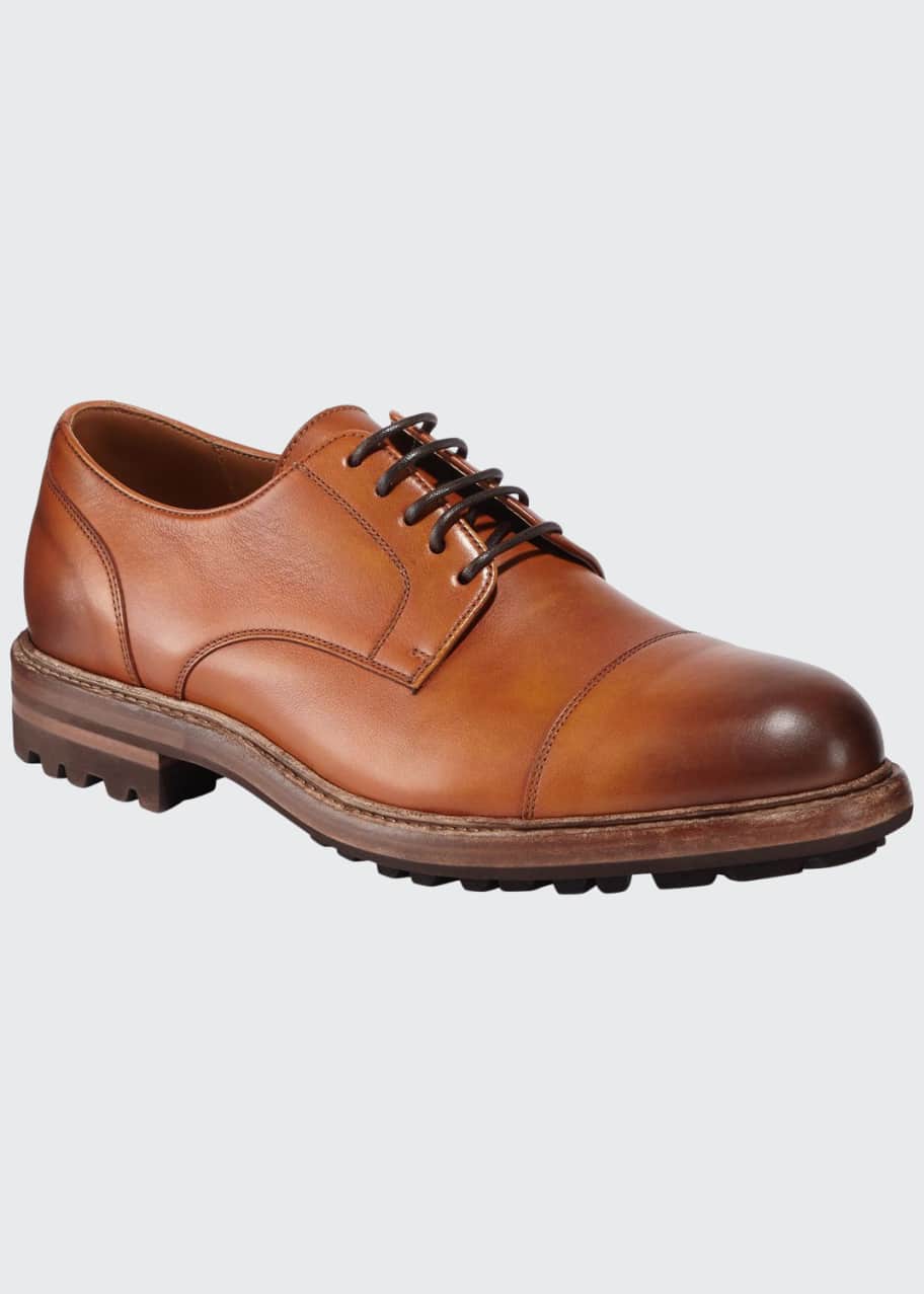 Image 1 of 1: Men's Leather Lug-Sole Derby Shoes