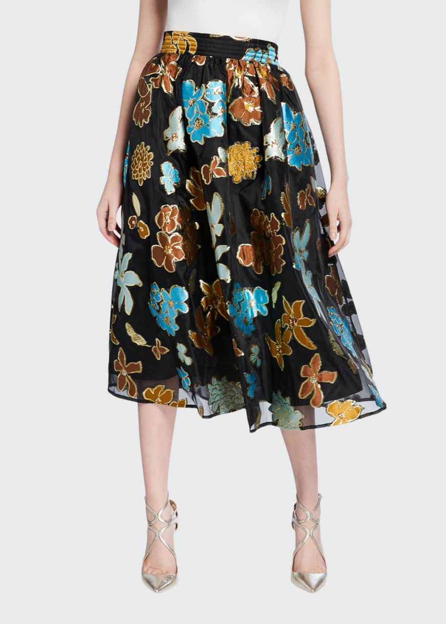 Stine Goya Laila Floral Metallic Midi Skirt - Bergdorf Goodman