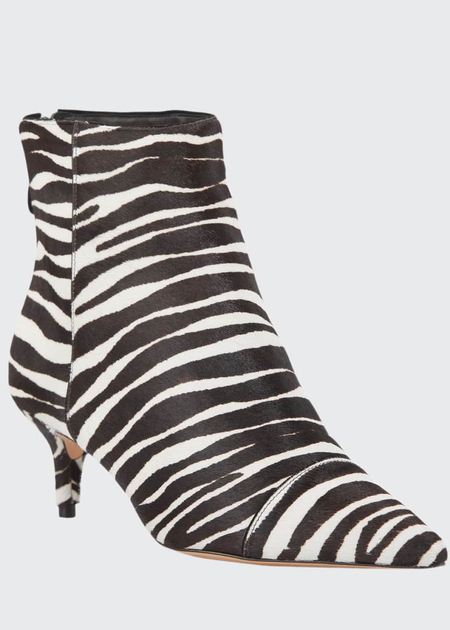 Alexandre Birman New Kitten Heel Zebra Calf Hair Booties