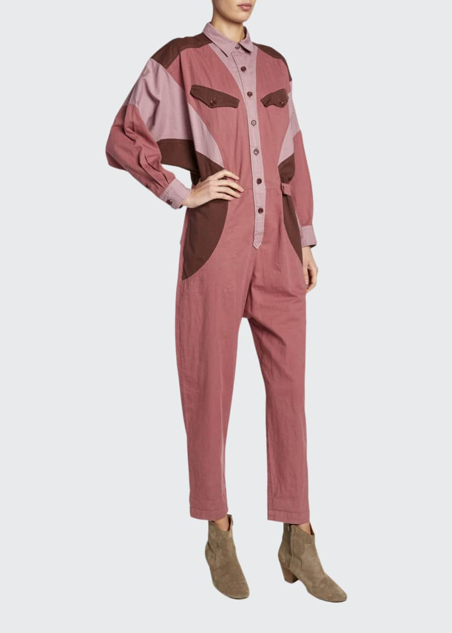 Image 1 of 1: Guan Colorblock Button-Front Jumpsuit