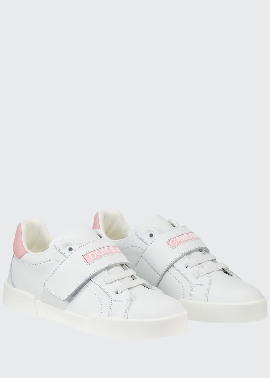 Image 1 of 1: Grip-Strap Two-Tone Leather Logo Sneakers, Toddler/Kids