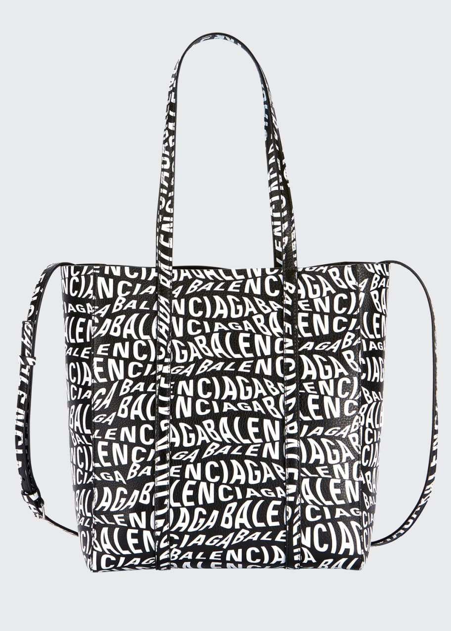 Balenciaga Everyday Small Wave Logo Calfskin Tote Bag - Bergdorf Goodman