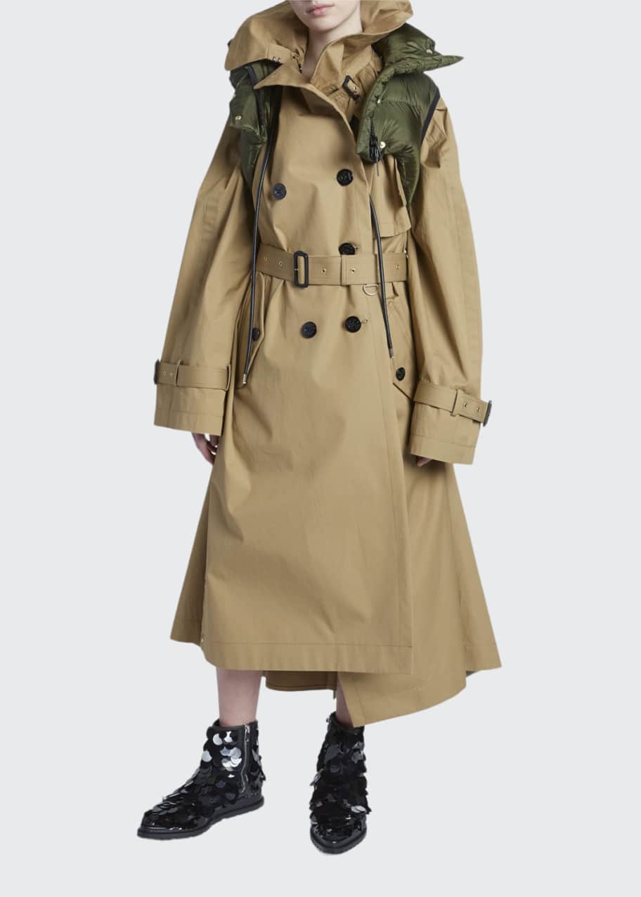Image 1 of 1: Oversized Cotton Trench Coat with Detachable Vest