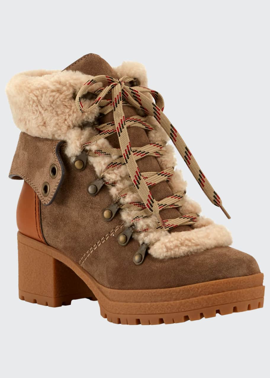 See by Chloe Fur Lined Lace Up Chunky Boots Bergdorf Goodman