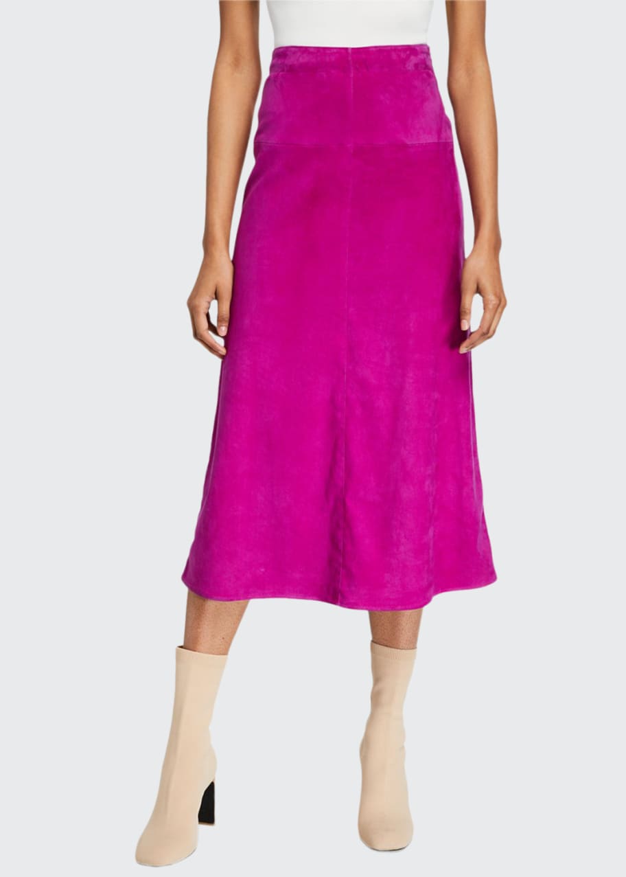 Image 1 of 1: Suede A-Line Midi Skirt