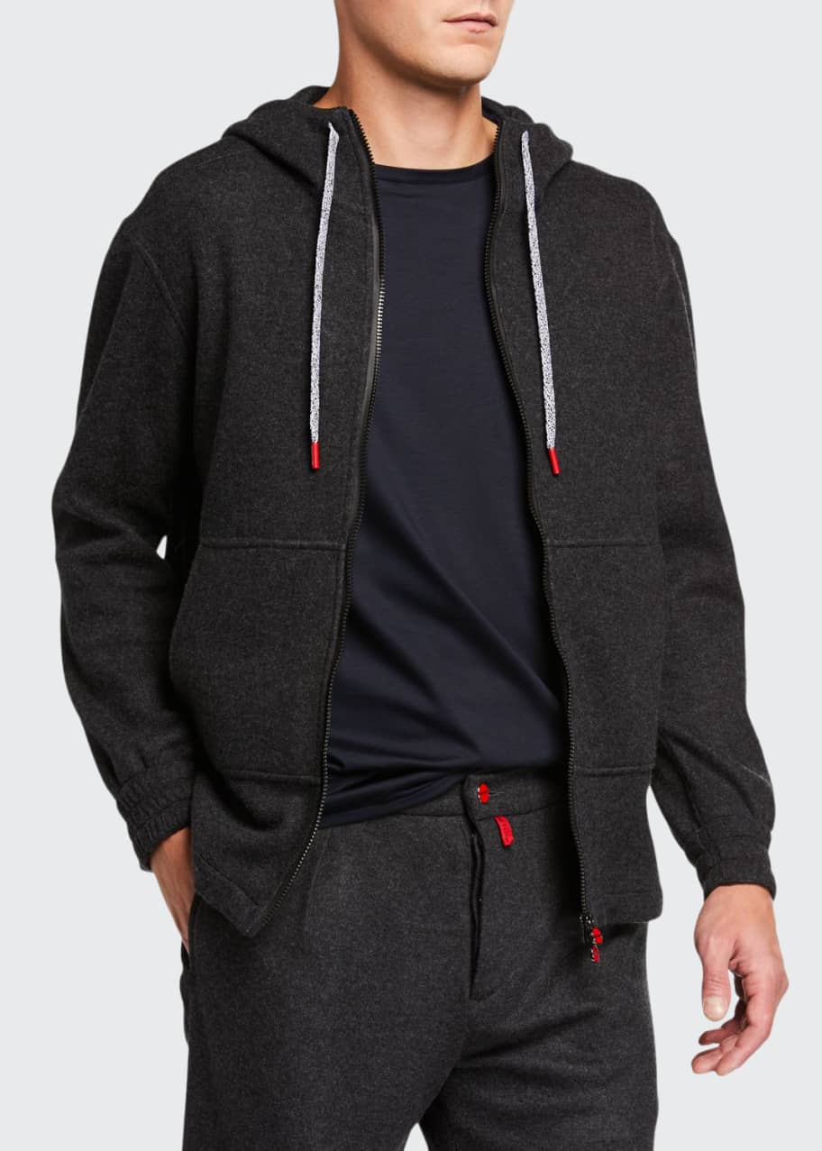 Kiton Men's CashmereBlend Jersey Hoodie Jacket Bergdorf Goodman
