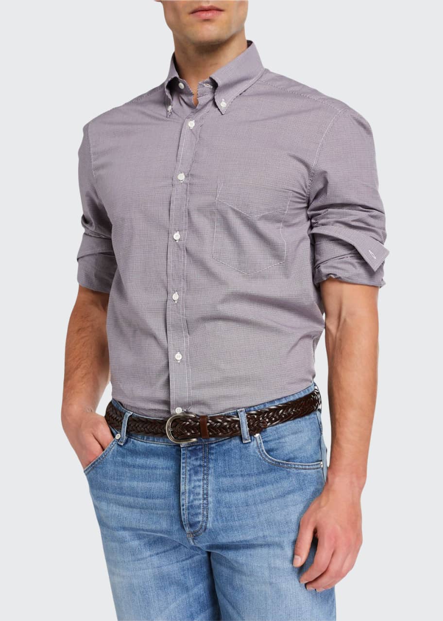 Image 1 of 1: Men's Basic Fit Mini-Check Sport Shirt