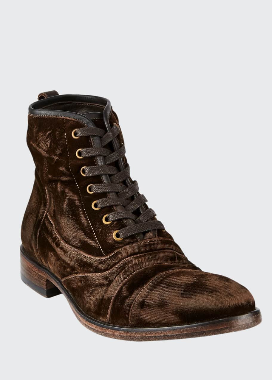 John Varvatos Men s Fleetwood Velvet Lace Up Boots Bergdorf Goodman