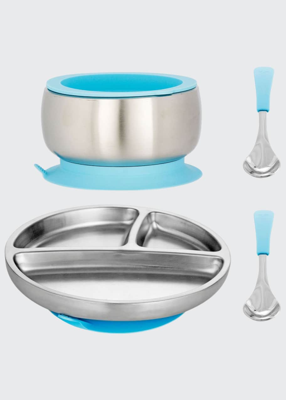 Avanchy Toddler's Stainless Steel Plate, Bowl & Spoon Set Bergdorf