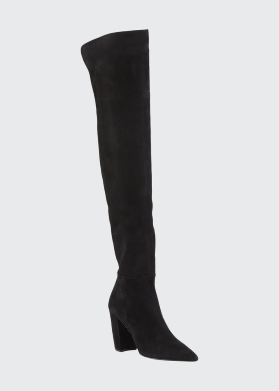 Image 1 of 1: Pointed Suede Over-The-Knee Boots