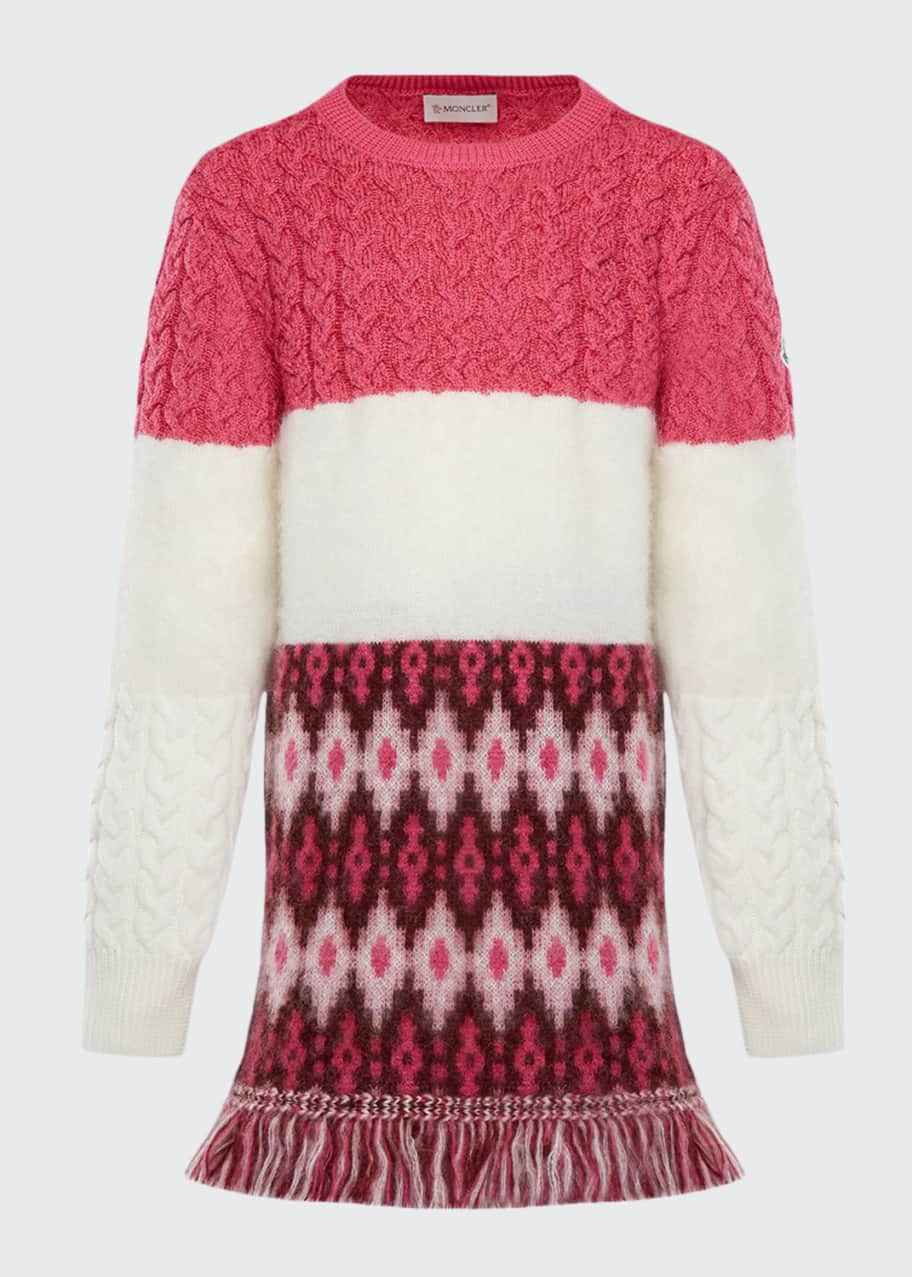 Moncler Virgin Wool Sweater Dress w/ Fringe, Size 4-6 - Bergdorf Goodman