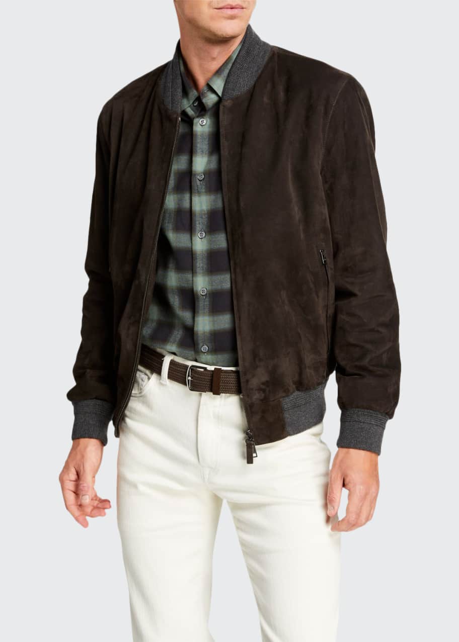 Men s Suede Bomber Jacket