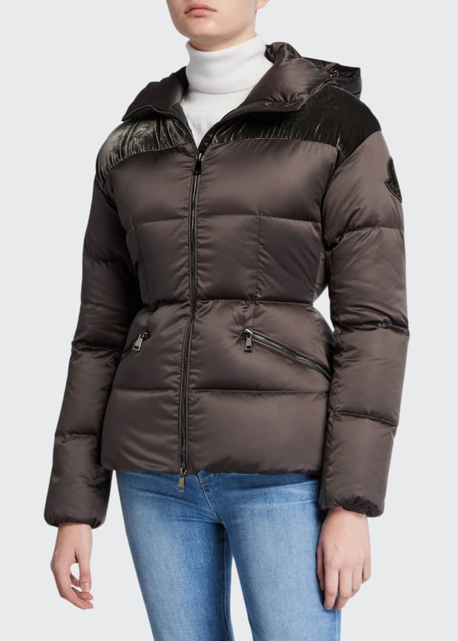 Moncler Sebou ContrastYoke Puffer Coat w/ Hood Bergdorf Goodman