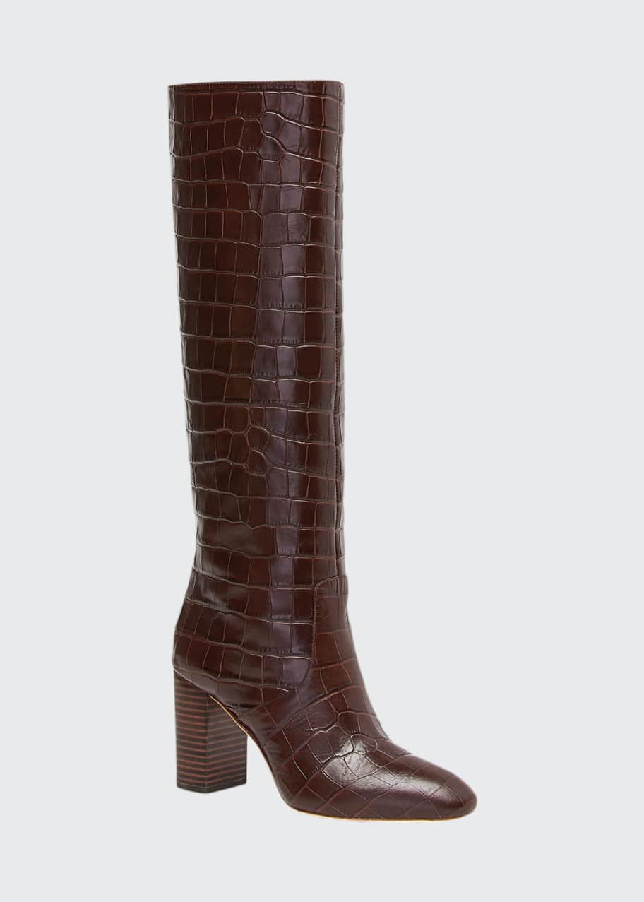 Loeffler Randall Goldy Croc-Embossed Leather Boots - Bergdorf Goodman