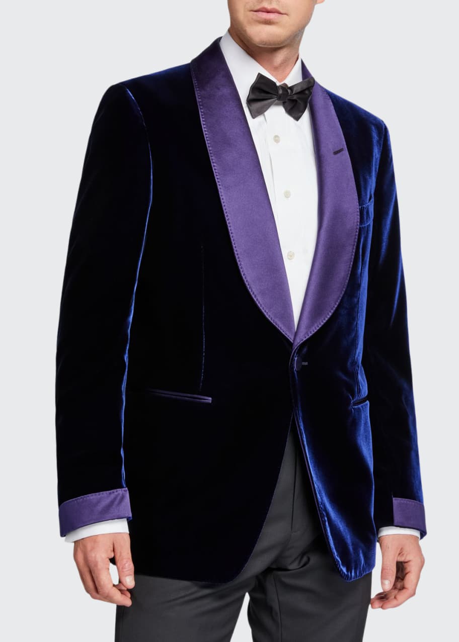 TOM FORD Men's Shelton ShawlCollar Liquid Velvet Dinner Jacket Bergdorf Goodman