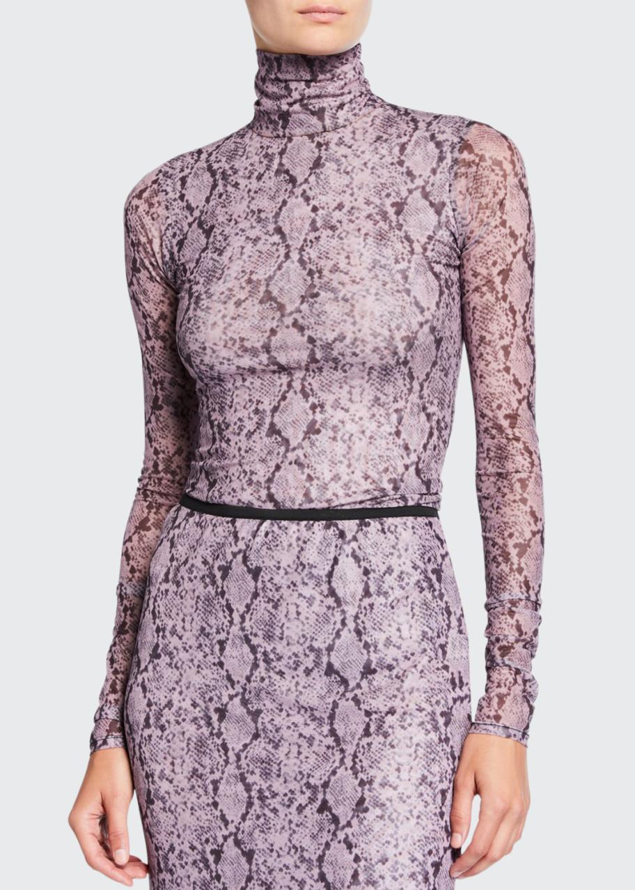 Cinq à Sept Python-Print Long-Sleeve Turtleneck Sweater - Bergdorf Goodman