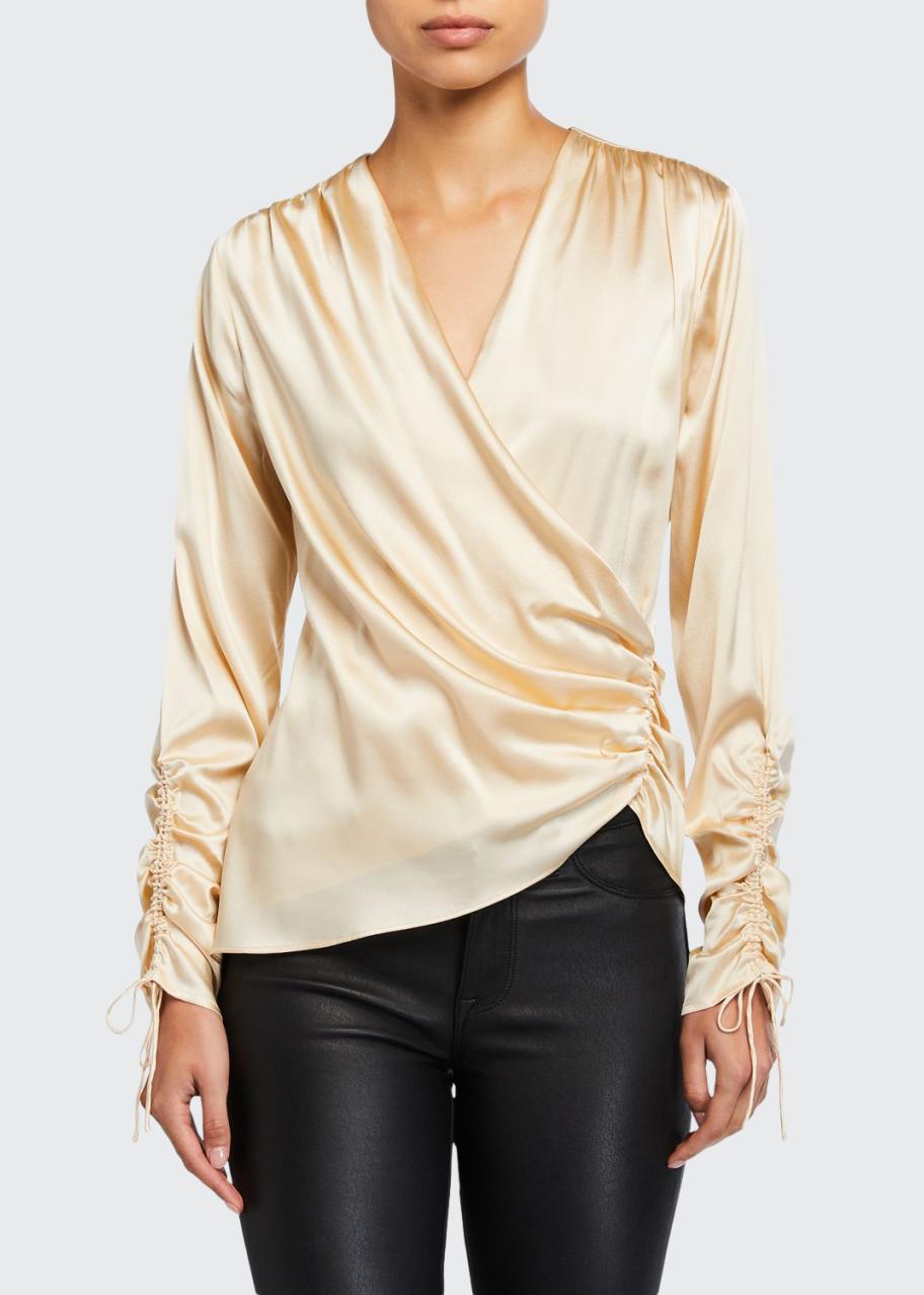 SIMKHAI Crepe Back Satin Asymmetric Blouse - Bergdorf Goodman