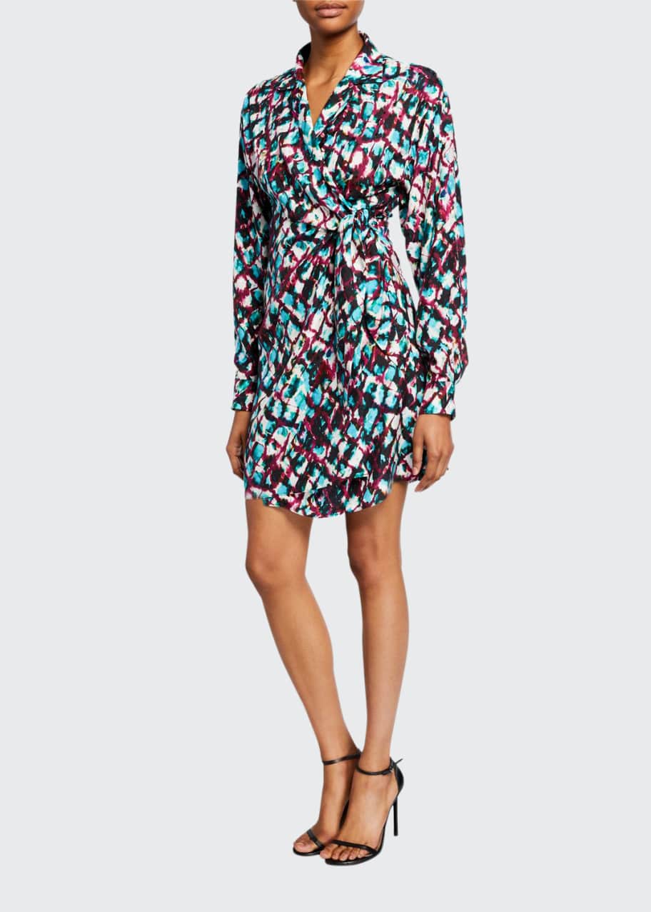 Saloni Mari Printed Short Wrap Dress Bergdorf Goodman