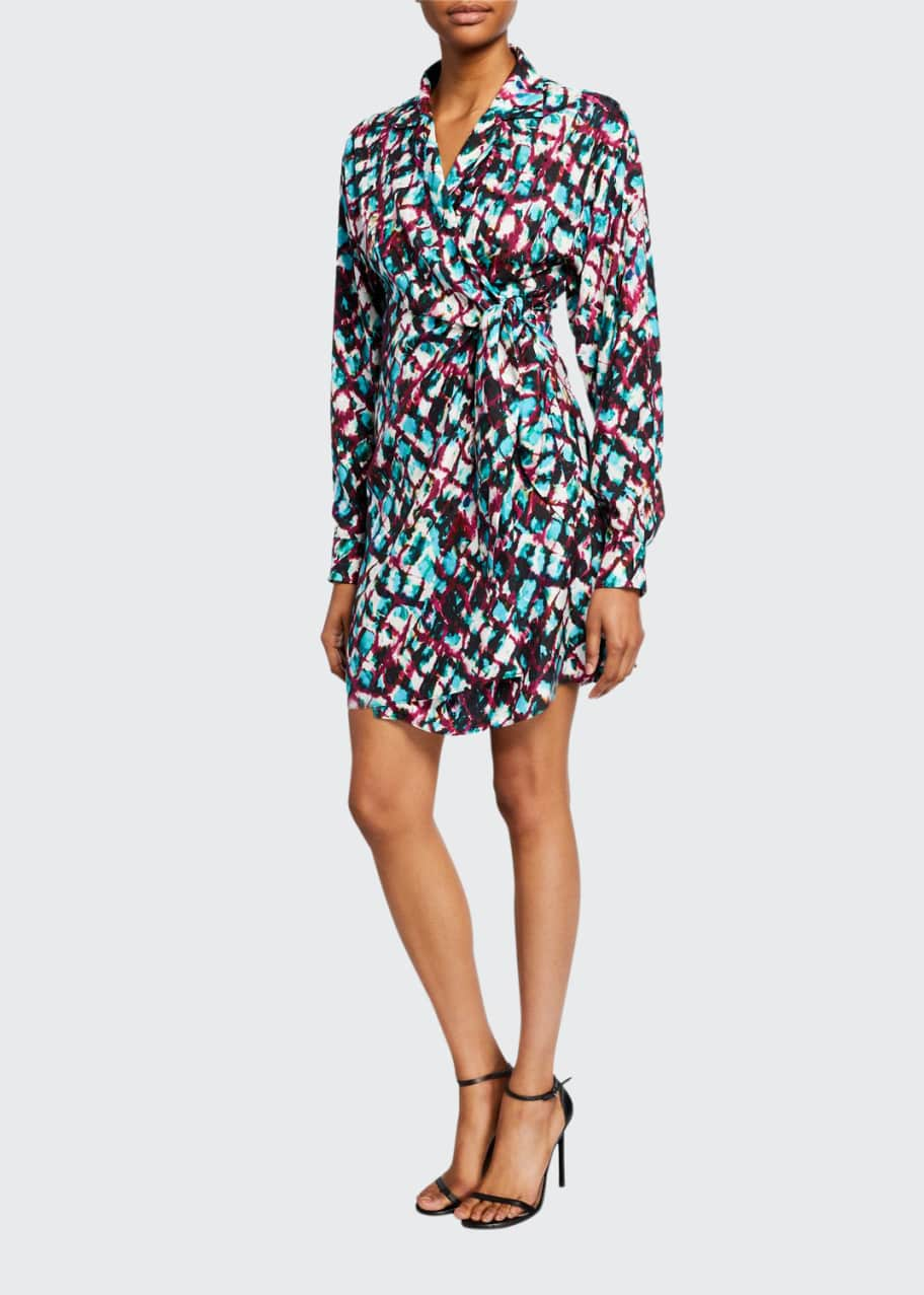 Image 1 of 1: Mari Printed Short Wrap Dress