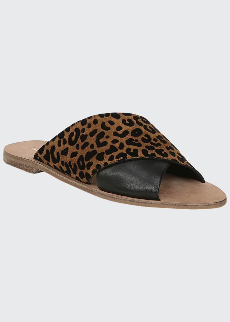 Image 1 of 1: Baile Leopard-Print Suede Sandals