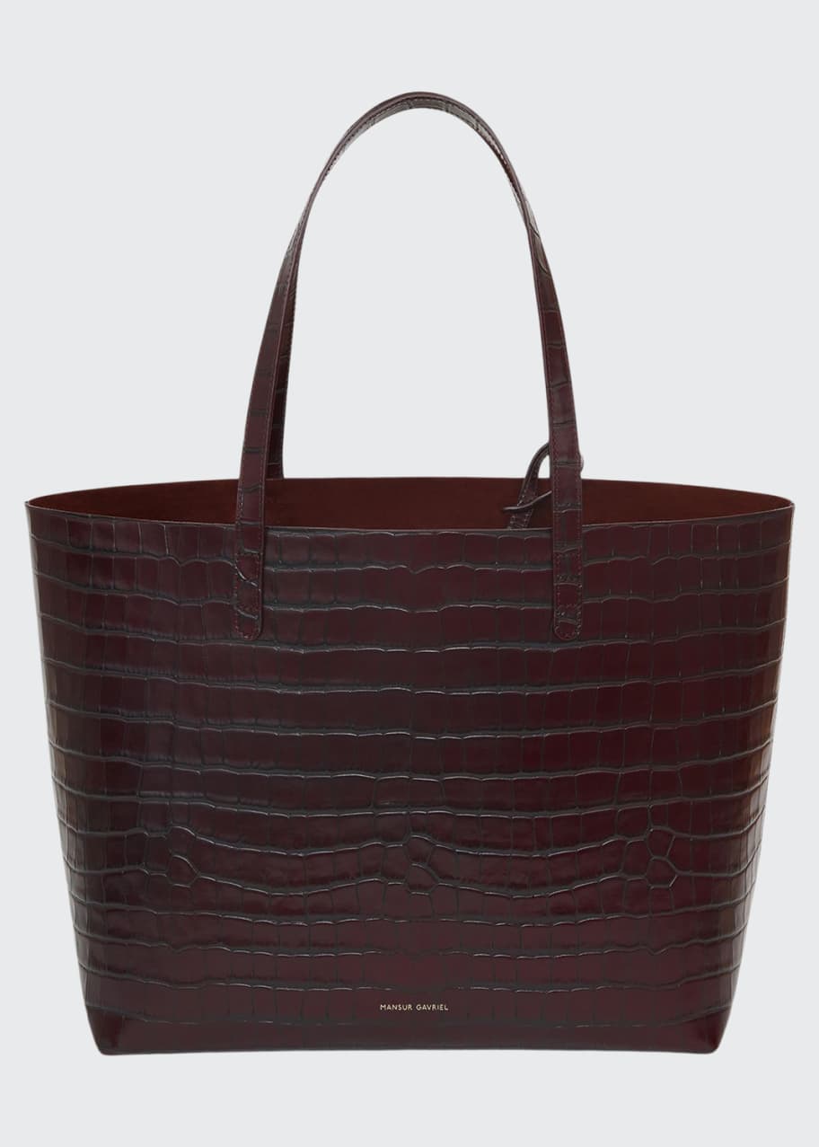 Mansur Gavriel Large Croc Embossed Leather Tote In Agretti