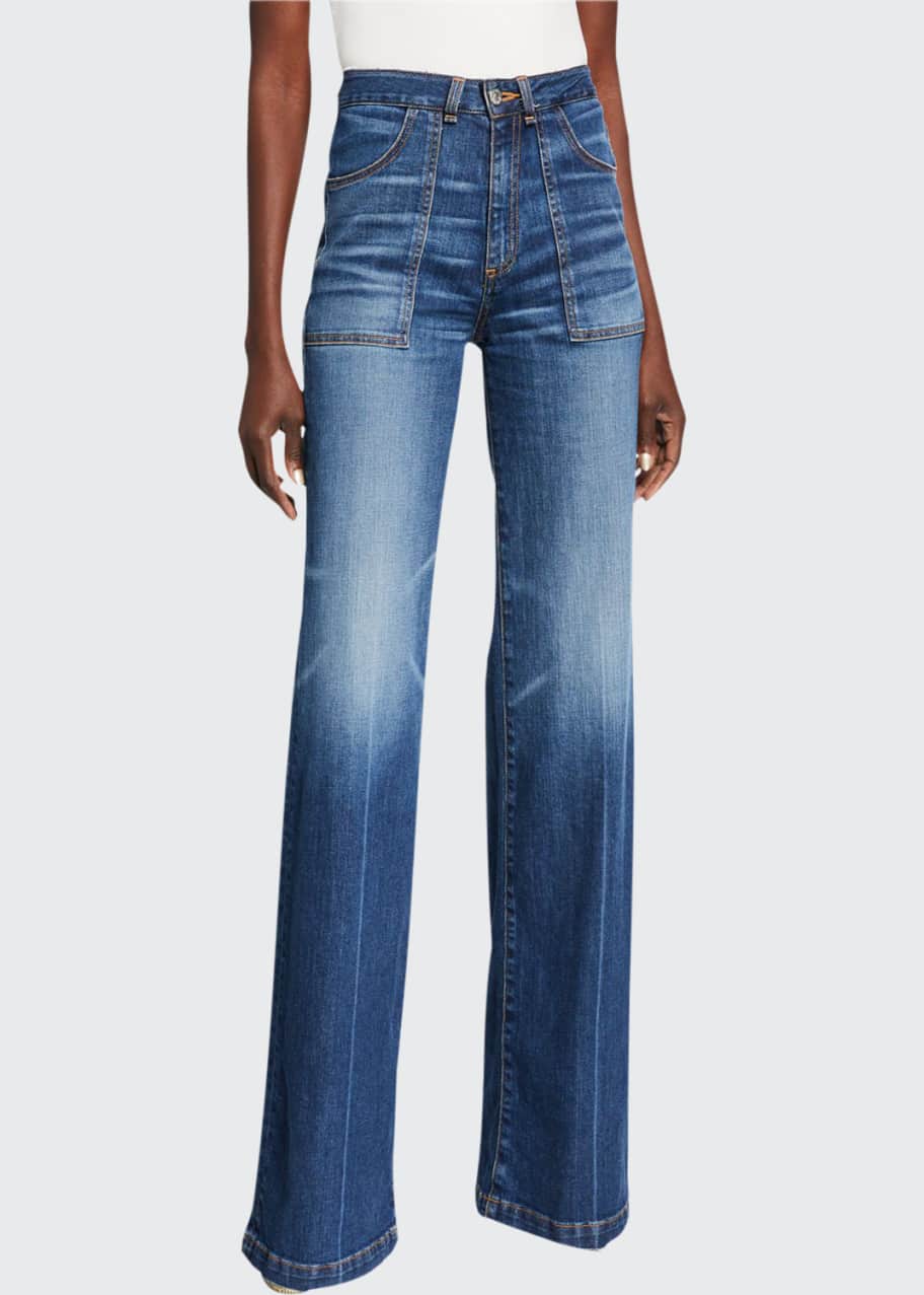Veronica Beard Crosbie High Rise Wide Leg Jeans Bergdorf Goodman