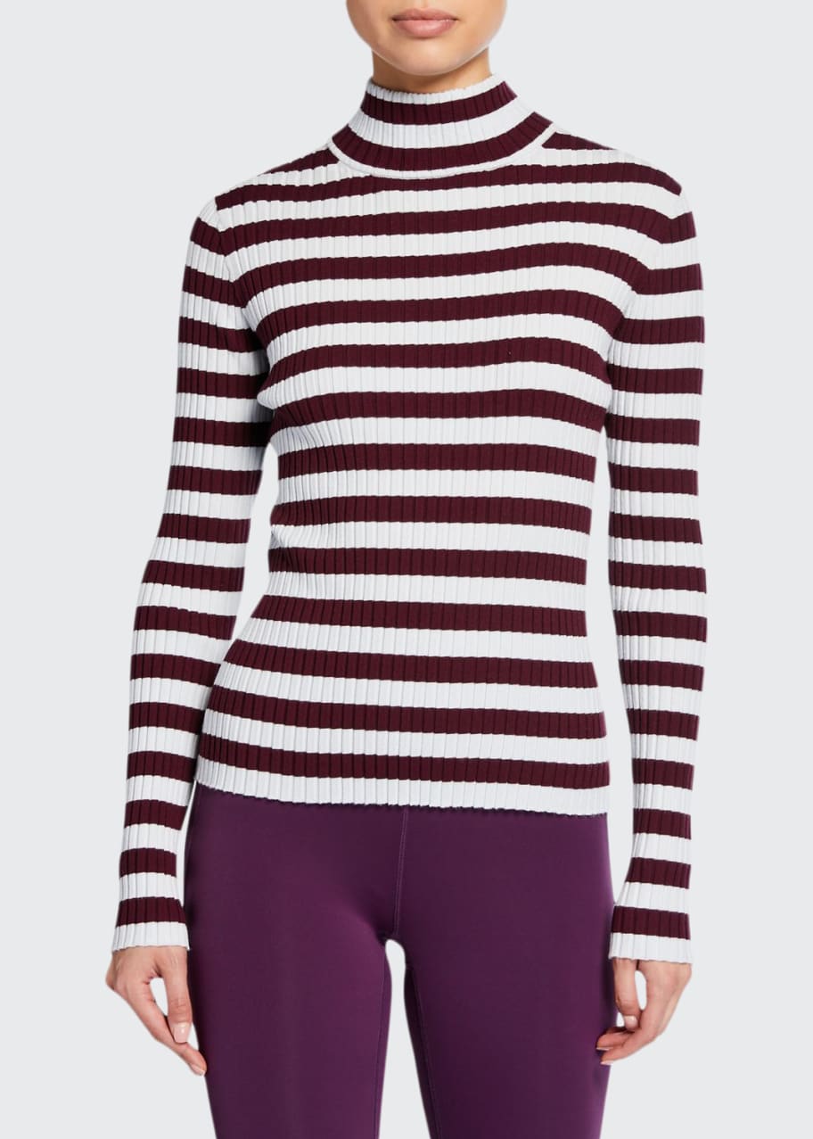 Image 1 of 1: Striped Ribbed Turtleneck Top