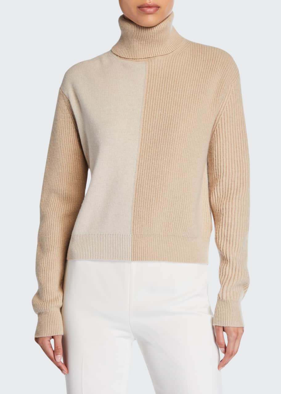 Colorblock Cashmere Turtleneck Sweater