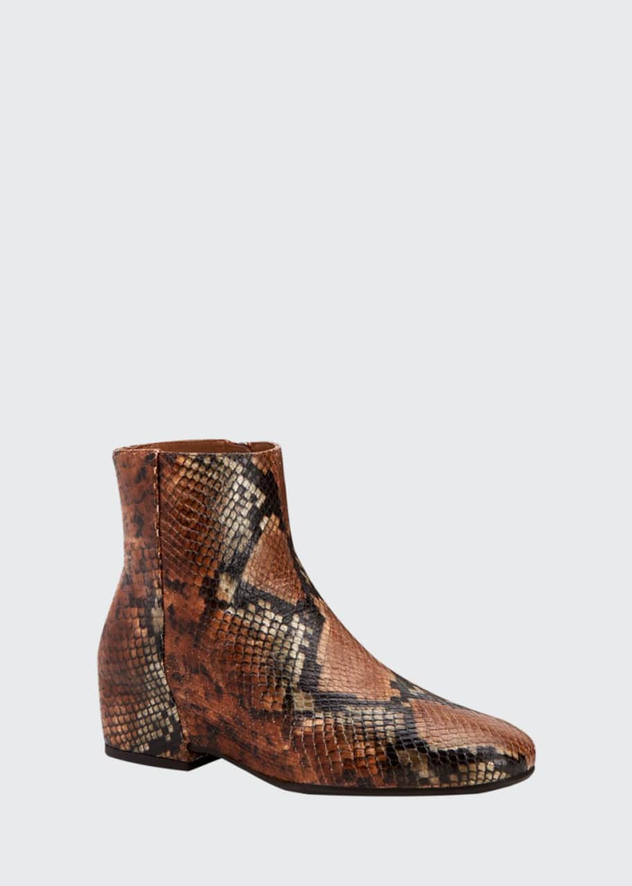 Ulyssaa Snake Print Leather Booties