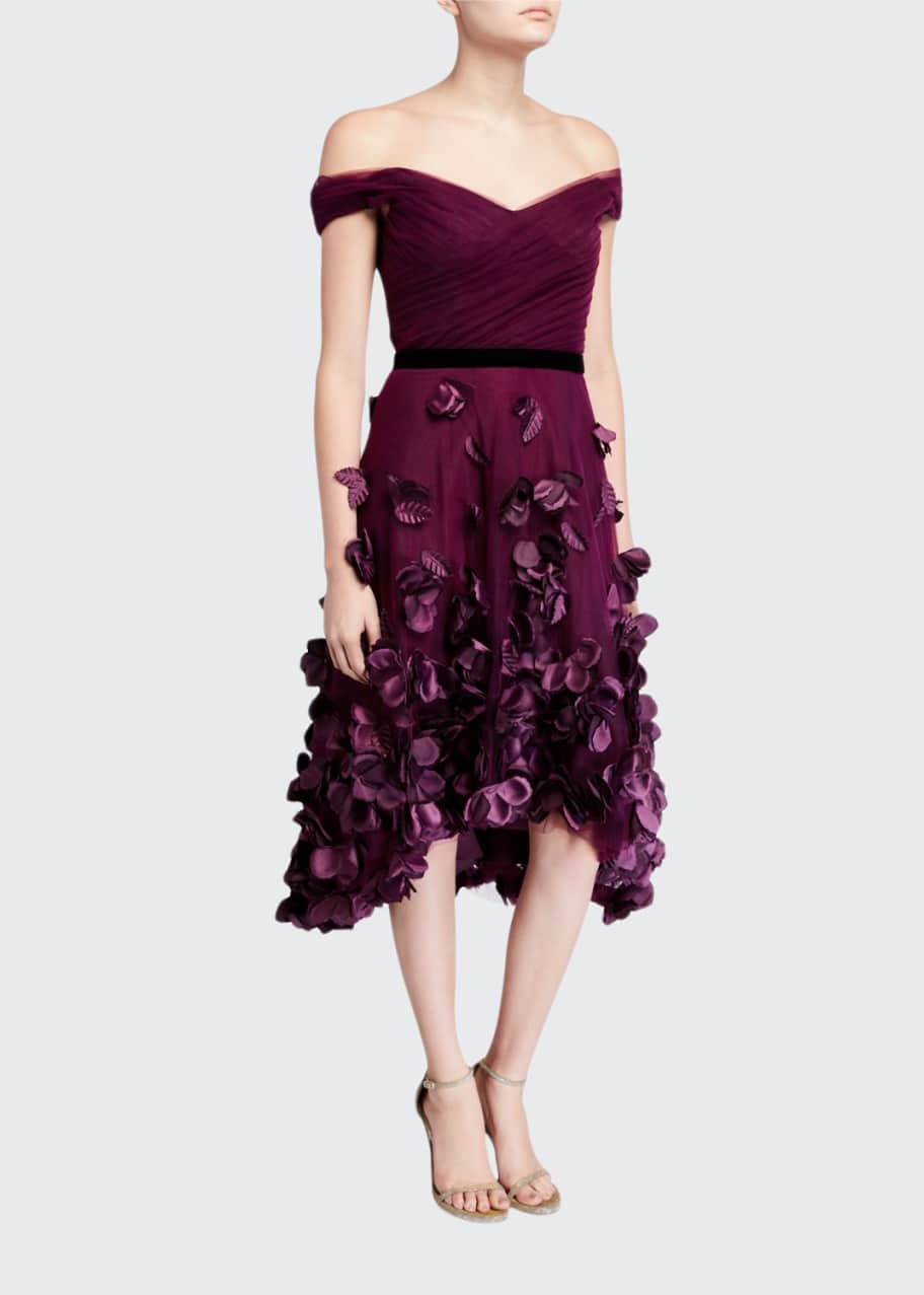 Marchesa notte tea length gown with draped bodice online