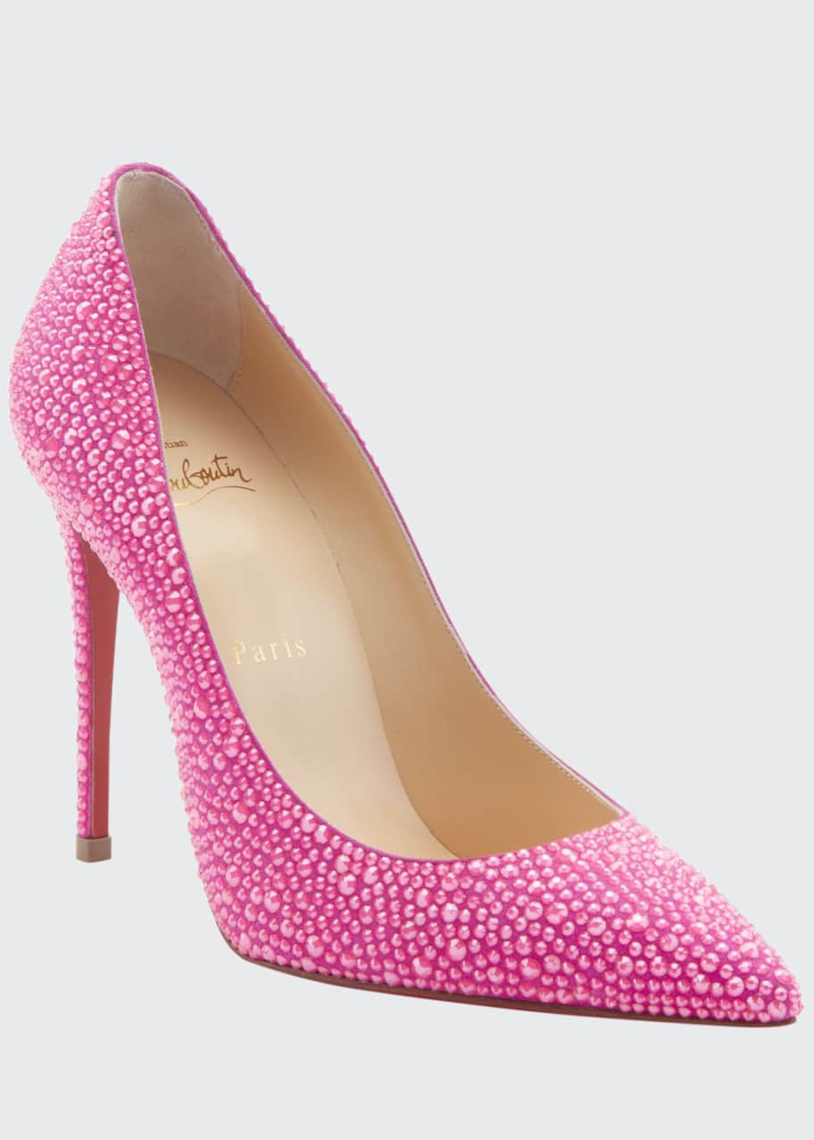 Image 1 of 1: Kate Pink Crystal Cocktail Red Sole Pumps