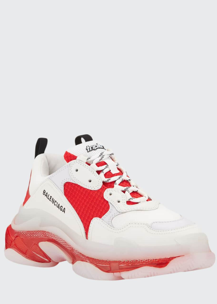 Men's Triple S Clear Sole Sneaker in Red