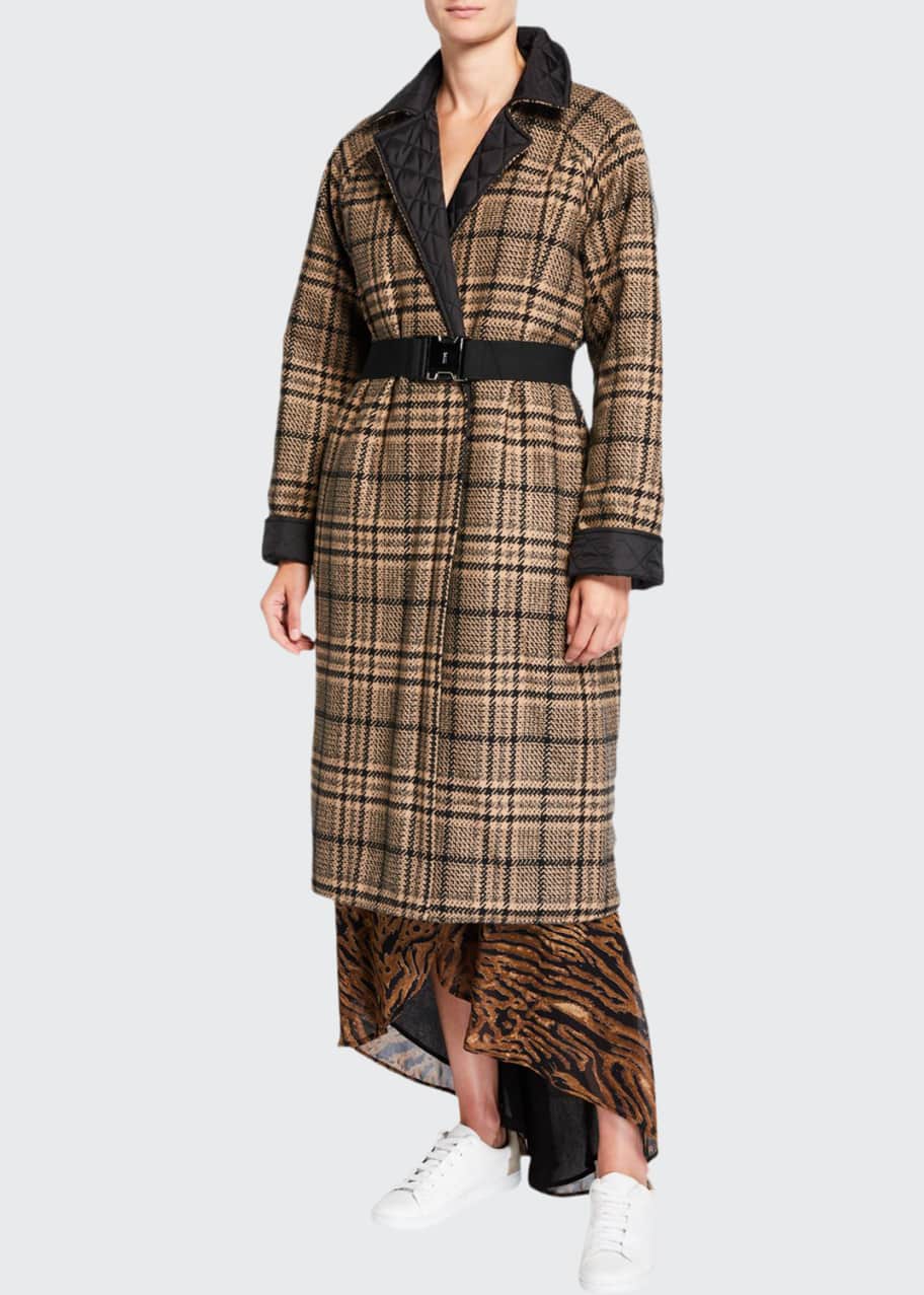 Ganni check wool coat outlet