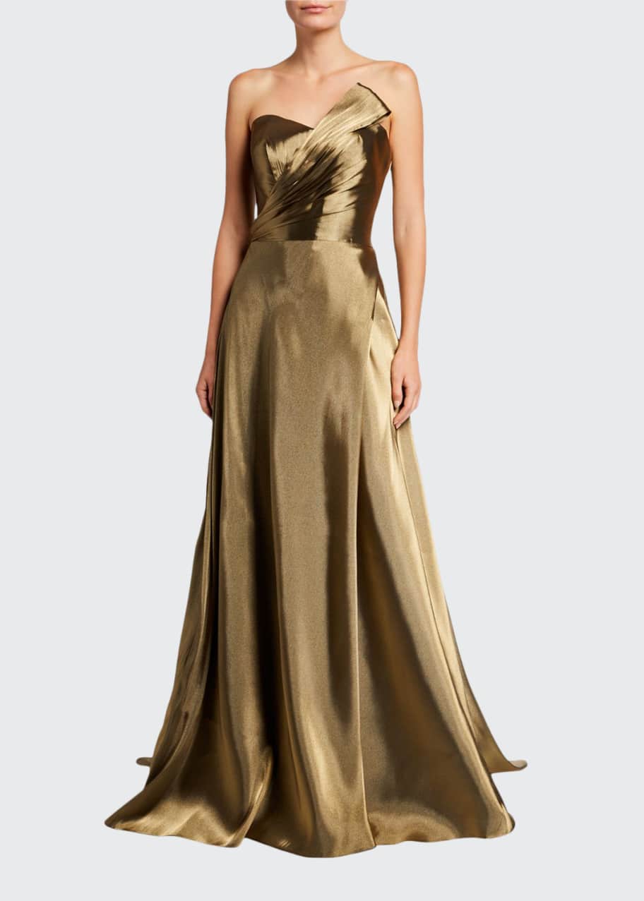 Image 1 of 1: Strapless Metallic Bustier Gown