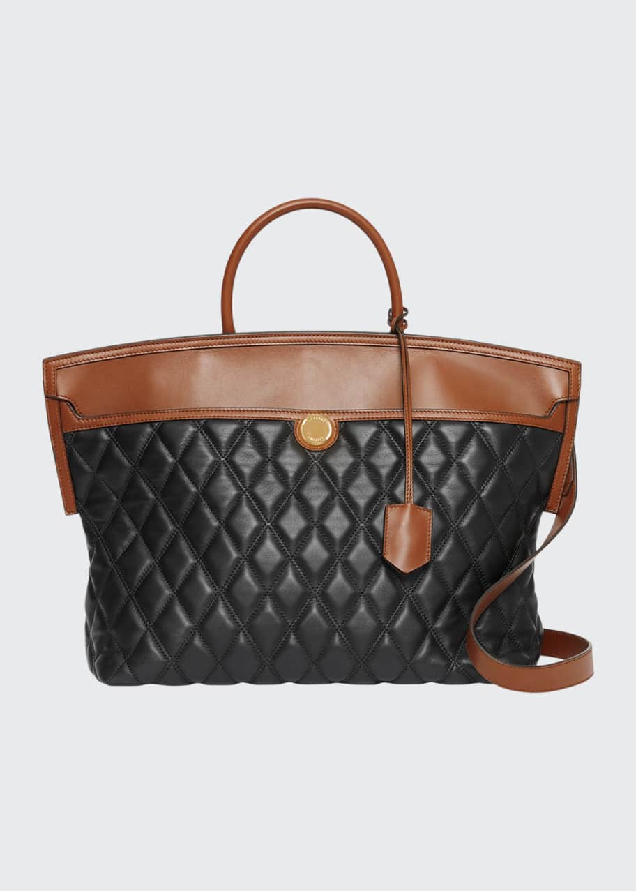 Image 1 of 1: Argyle Quilted Leather Medium Top Handle Bag