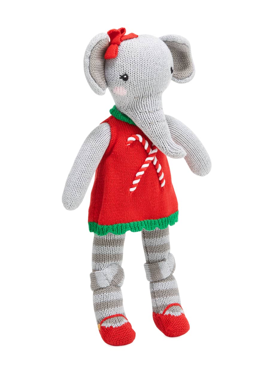 Image 1 of 1: Knit Girl Elephant Plush Doll, 14"