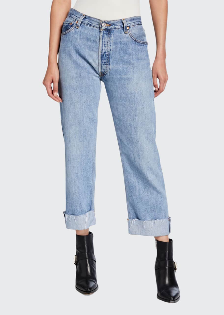 RE/DONE 90s Loose StraightLeg Cuffed Jeans Bergdorf Goodman