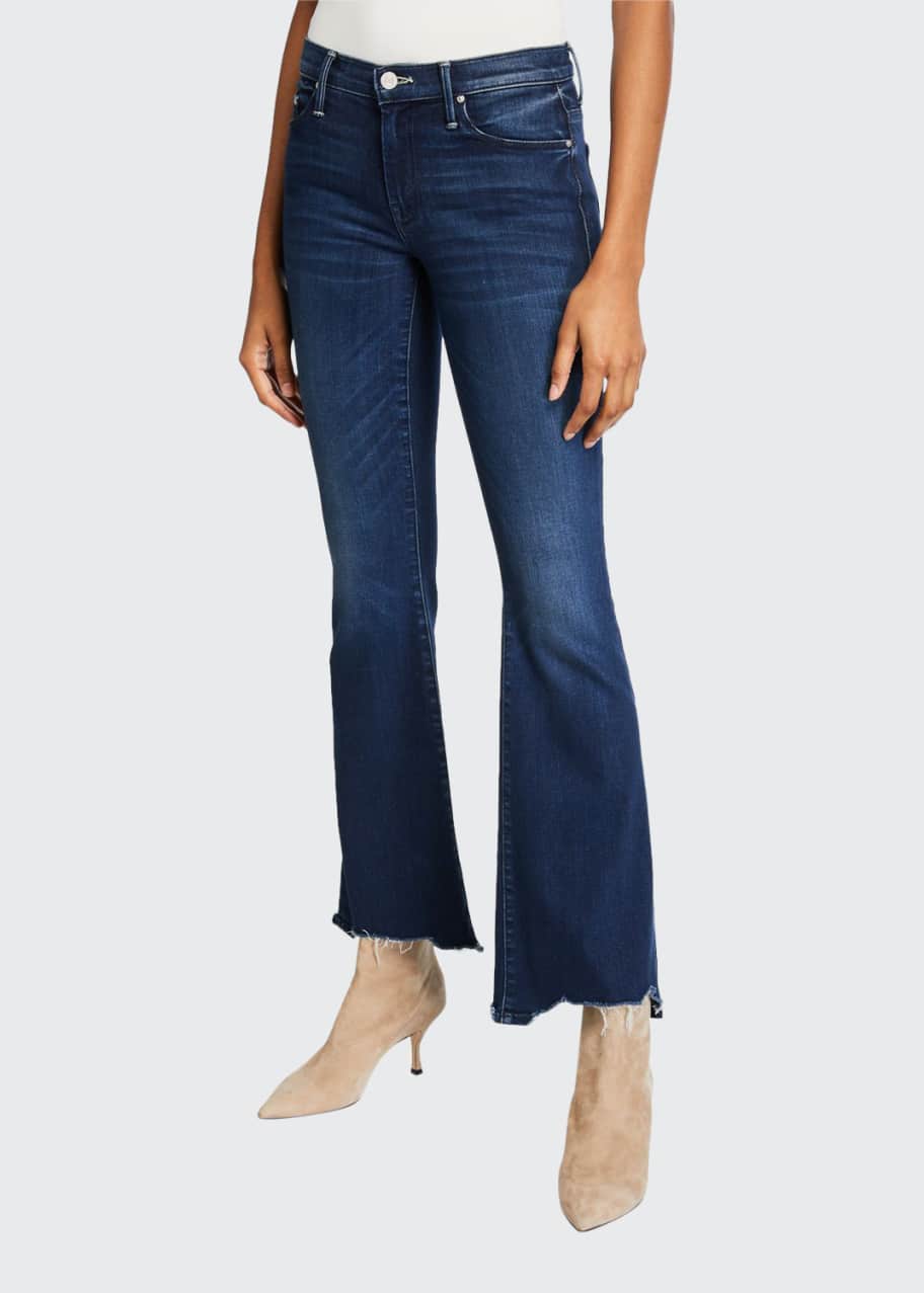 MOTHER Women's The Lil' Weekender Fray Flare Jeans Cotton Blend - Chip-On-My-Shoulder