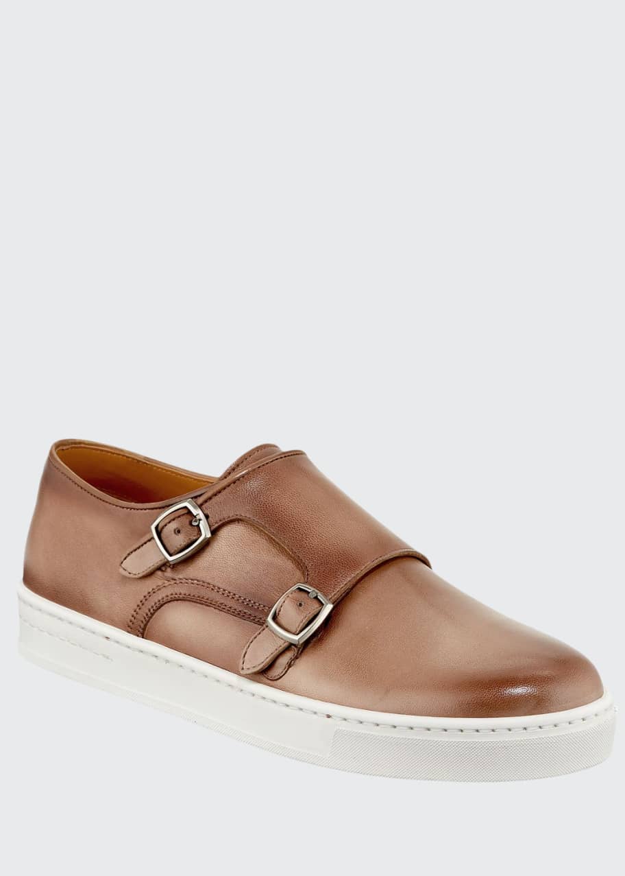 Image 1 of 1: Double-Monk Leather Sneakers