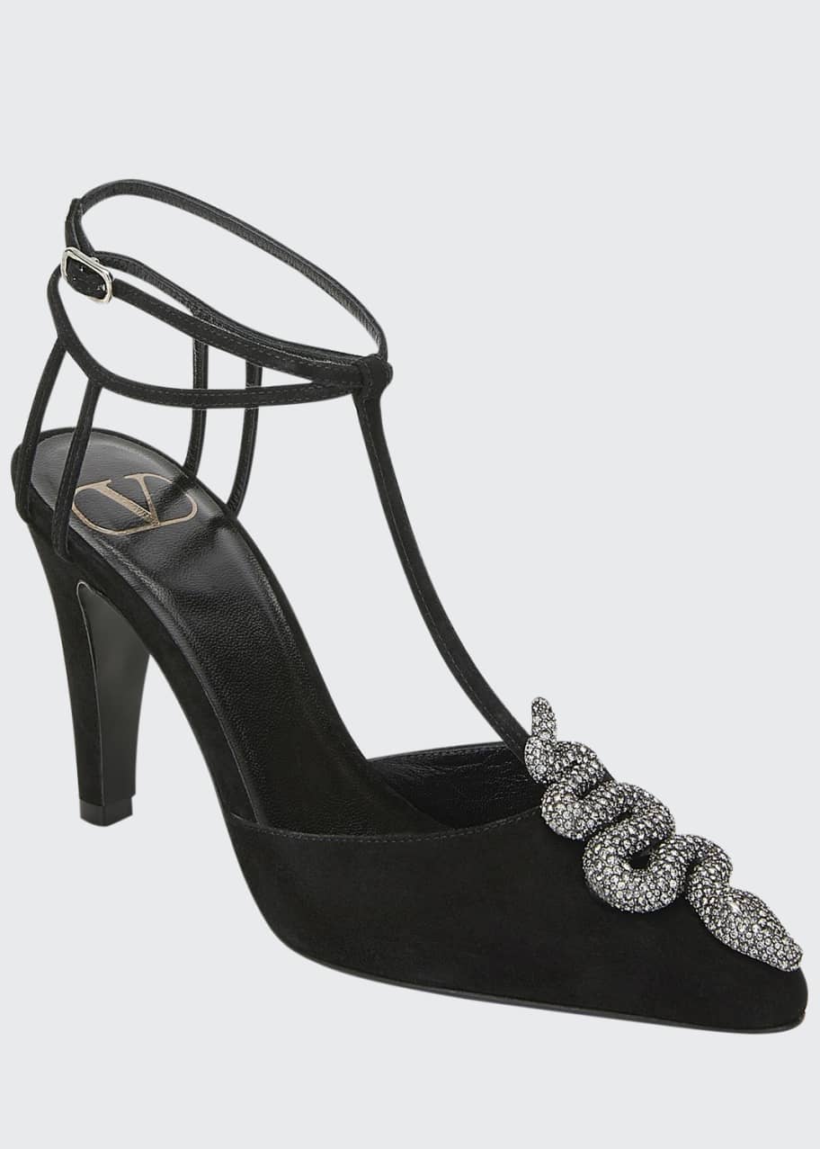 Image 1 of 1: Maison Suede Snake Pumps