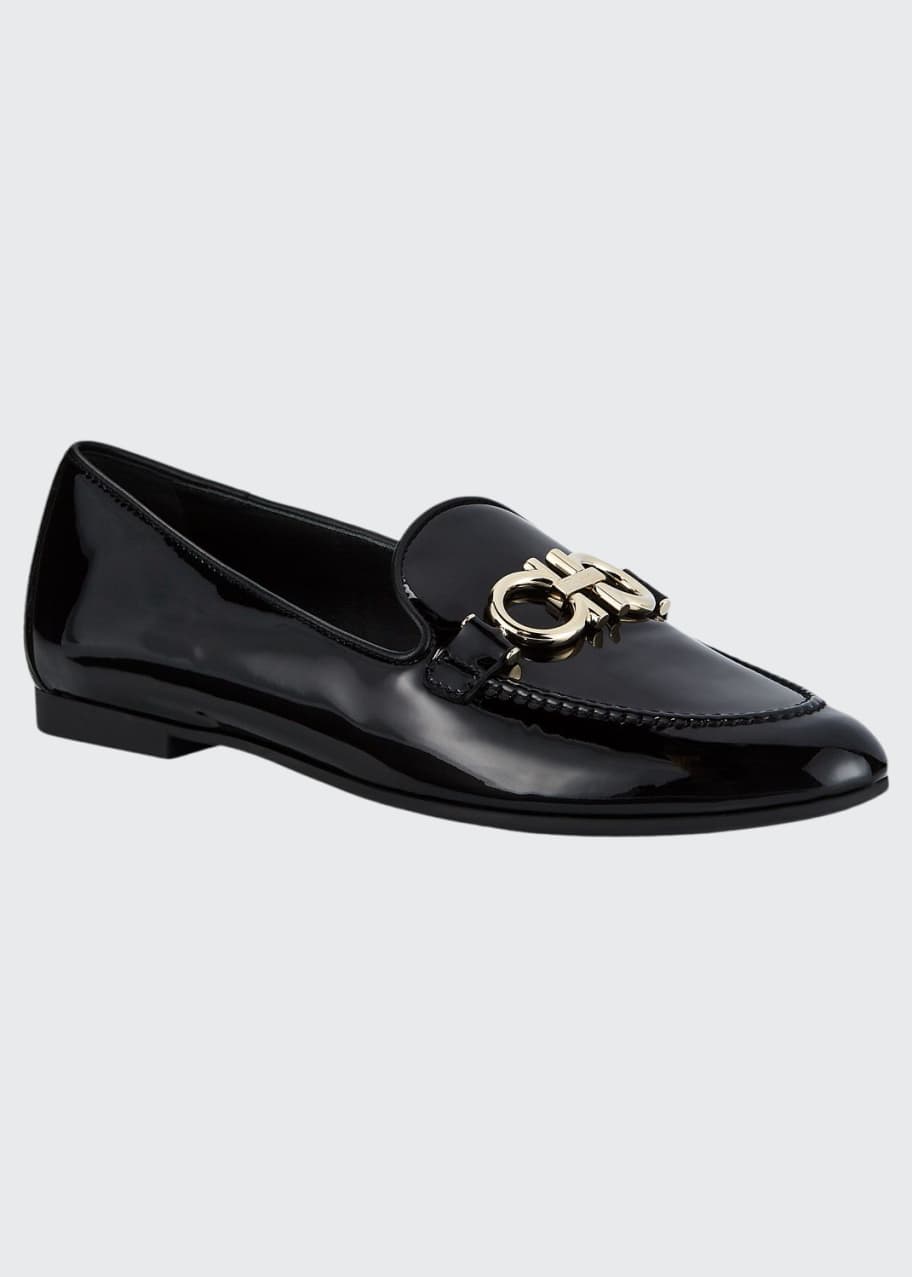 Ferragamo Trifoglio Patent Gancini Horsebit Loafers Bergdorf Goodman