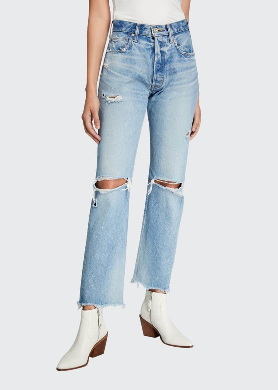 Image 1 of 1: Odessa Wide-Leg Distressed Jeans