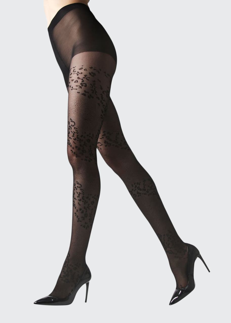Image 1 of 1: Leopard Mix Sheer Tights