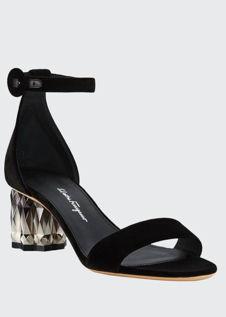 Image 1 of 1: Azalea Velvet Ankle-Strap Sandals