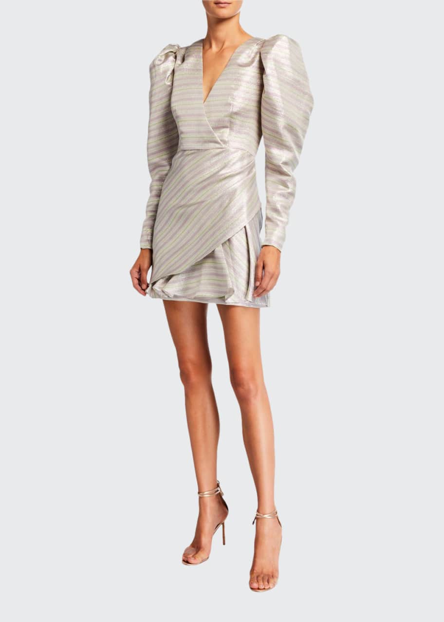 rotate birger christensen metallic dress Sidney metallic stretch-satin mini dress - silver