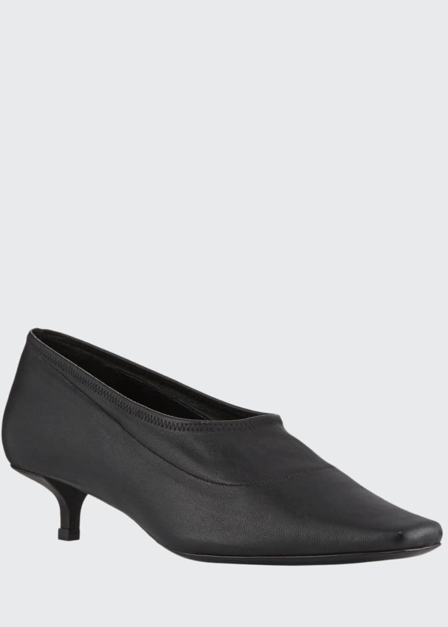 Image 1 of 1: Harper Kitten-Heel Leather Pumps